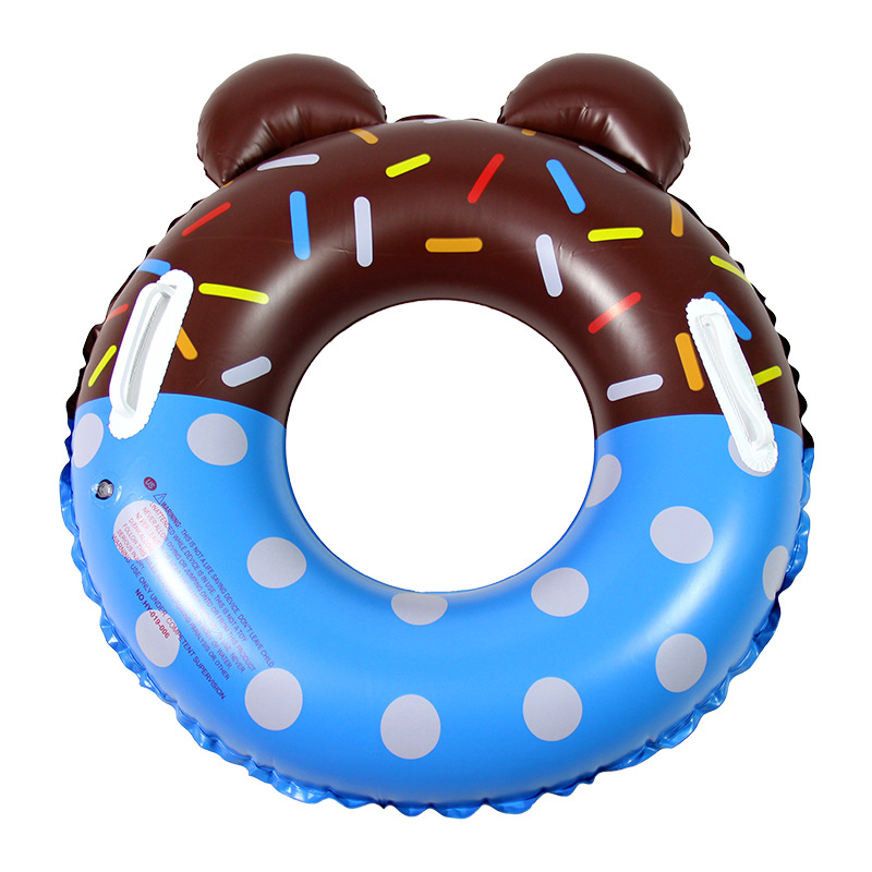 虹雨卡通游泳圈儿童把手充气水圈加厚pvc甜甜圈批发米奇扶手圈圈白底实物图