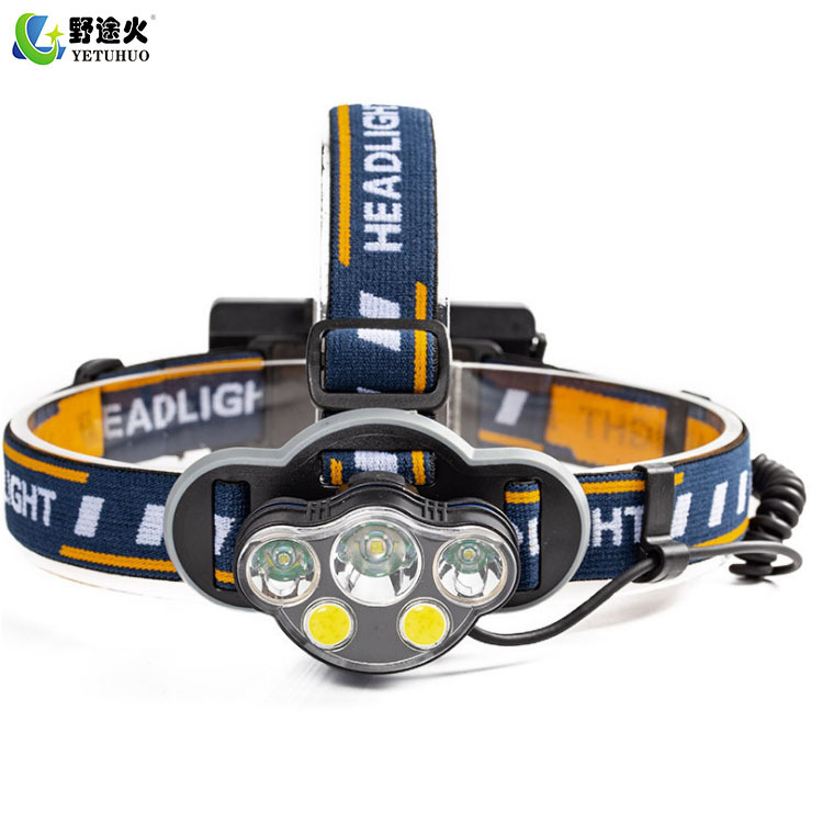 Cross-Border 8Led Headlamp T6cob Long-Range Head-Mounted Usb Charging Outdoor Strong Light Floodlight Red Outdoor Headlamp