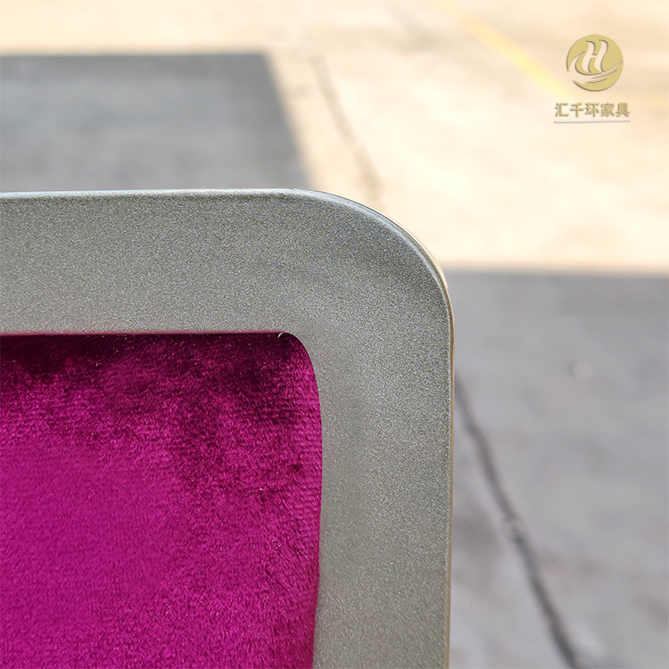 酒楼会所培训聚餐铝椅软包绒布五金可叠餐椅折叠椅宴会专用轻奢细节图