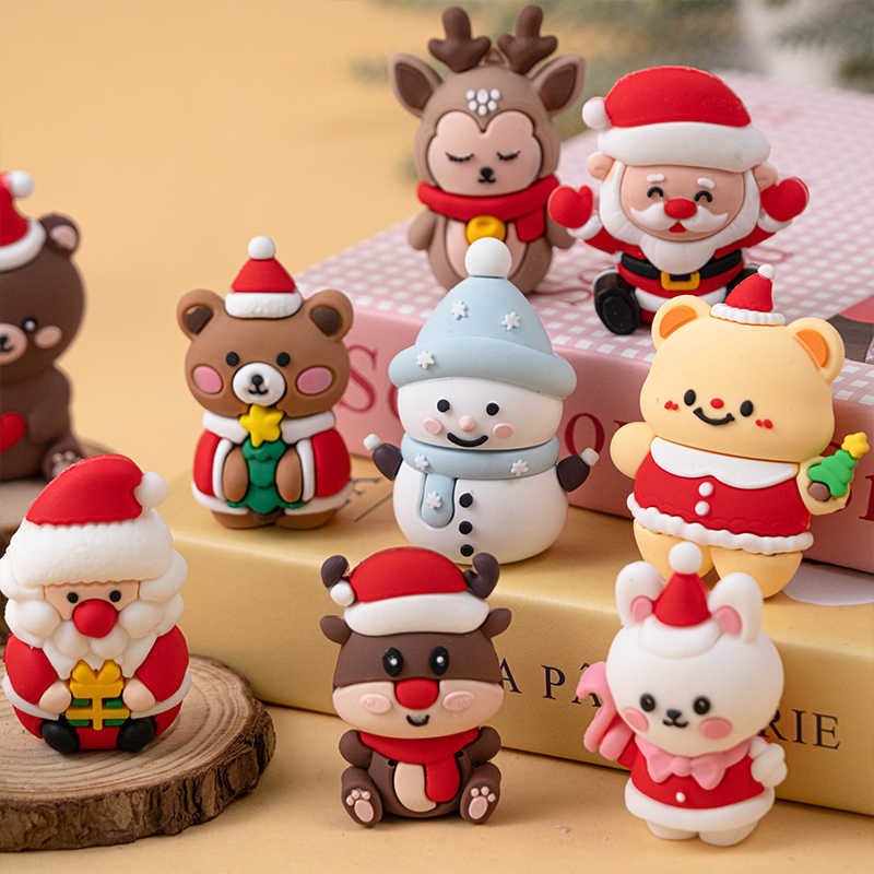 版权圣诞节蛋糕装饰摆件软胶圣诞快乐老人雪人麋鹿圣诞树派对插件产品图