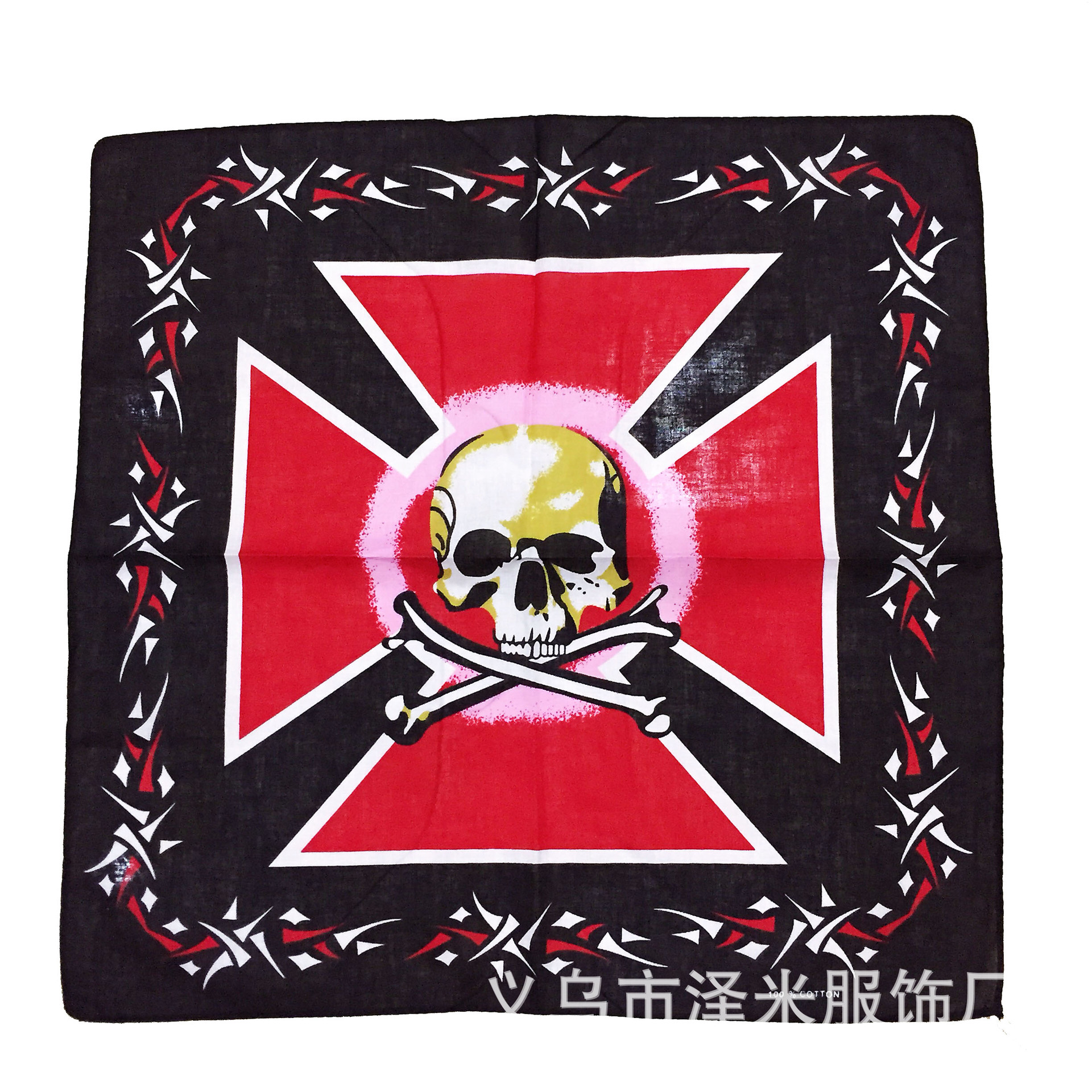 Pure cotton square headscarves, hip hop hip-hop street dance, big faces, skull heads, big ghost heads, square headscarves wholesale Application Scenario