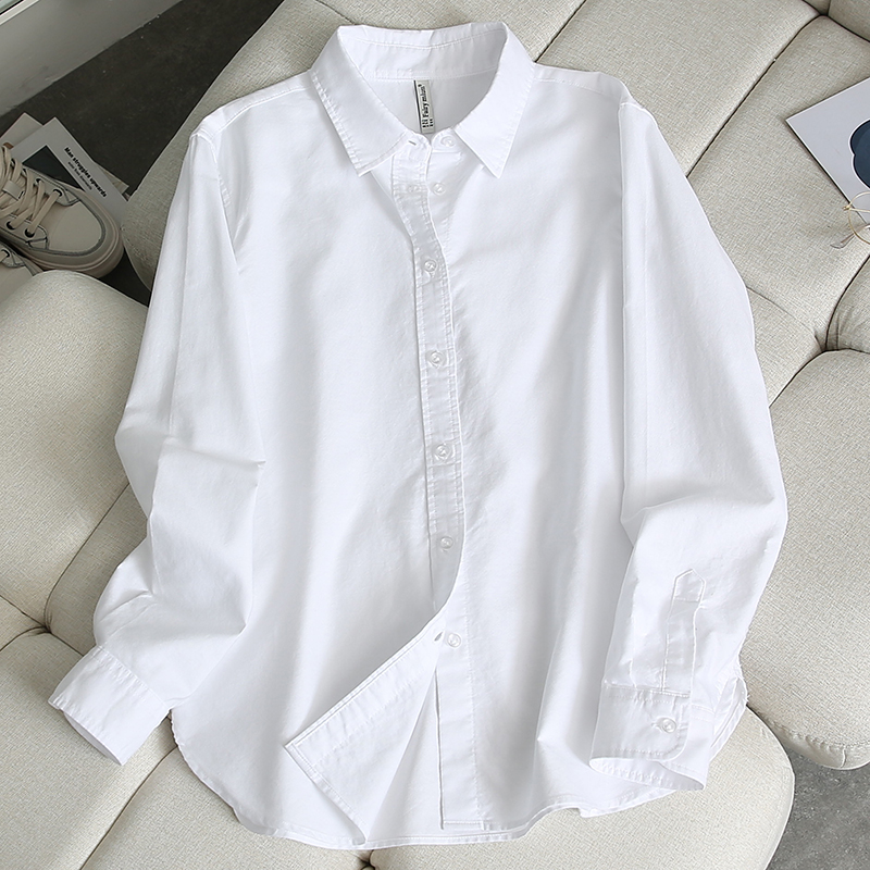 Pure cotton shirt for women's early spring 2025, loose Korean-style casual outerwear, French-style top, long-sleeved versatile shirt details Picture