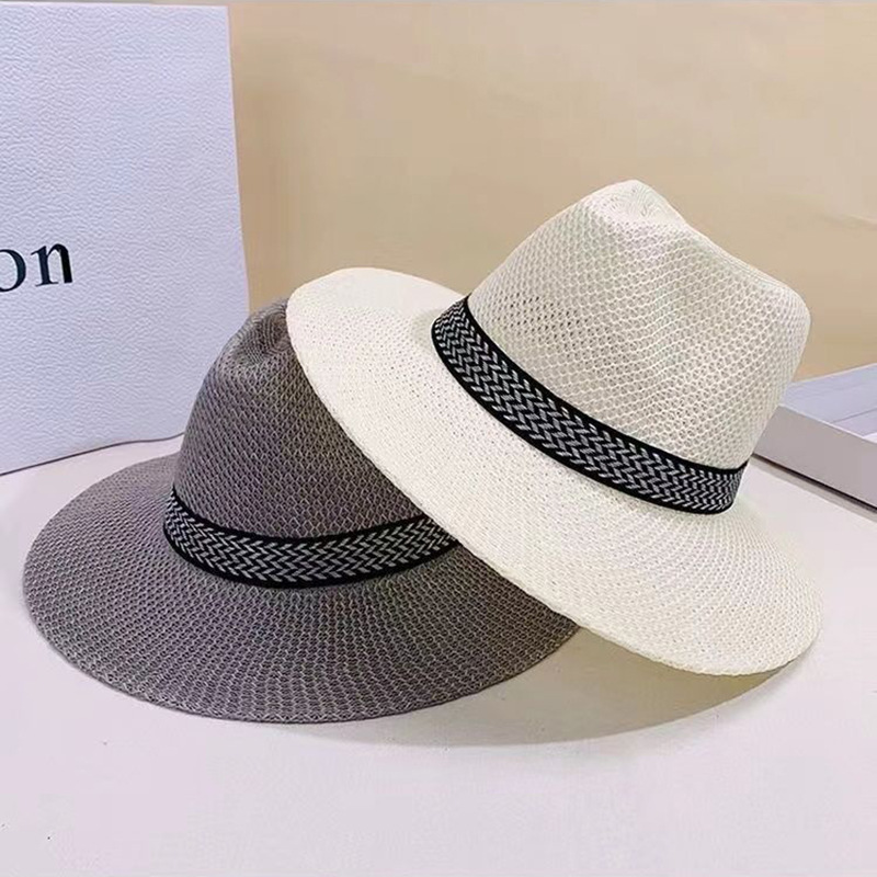 Summer hats: Men's outdoor sun-protective straw hats, simple knitted top hats, women's fashionable beach sun hats, cross-border trade hats