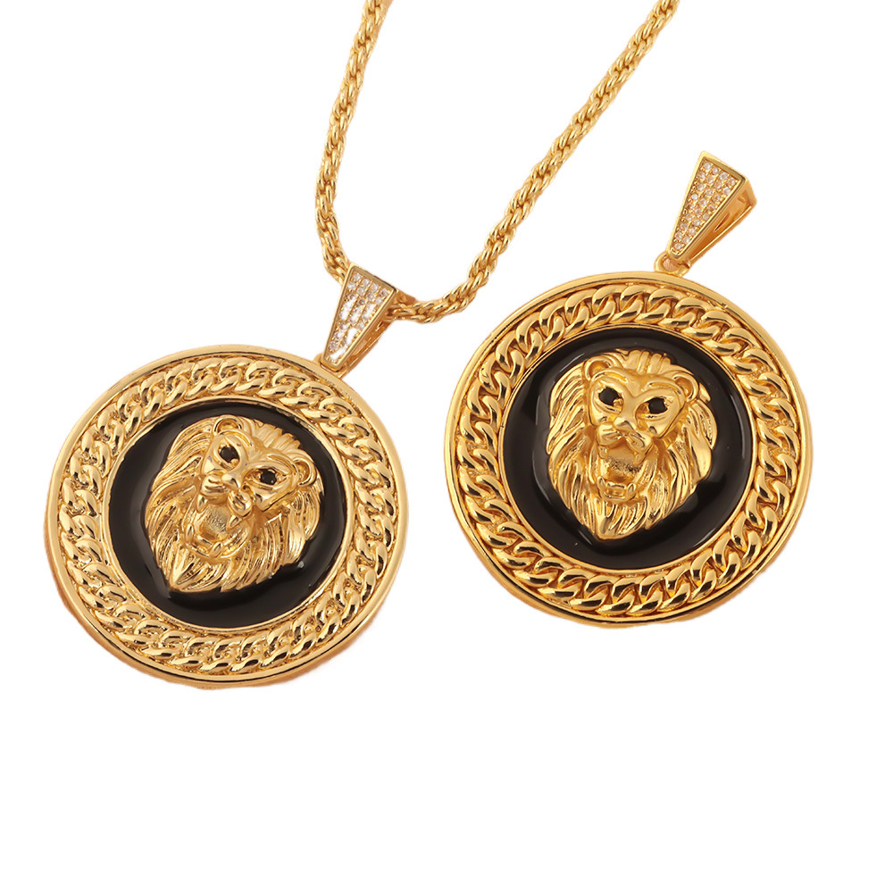 Cross-border best-selling exaggerated and fashionable animal design sense pendant oil drip niche lion design wholesale supply Item Picture