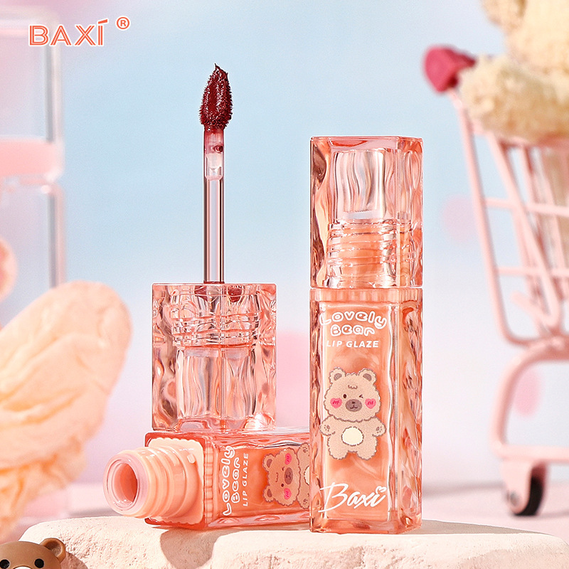 baxi巴茜可爱巴茜奶熊柔雾唇泥不易沾杯哑光显白少女日常平价唇釉