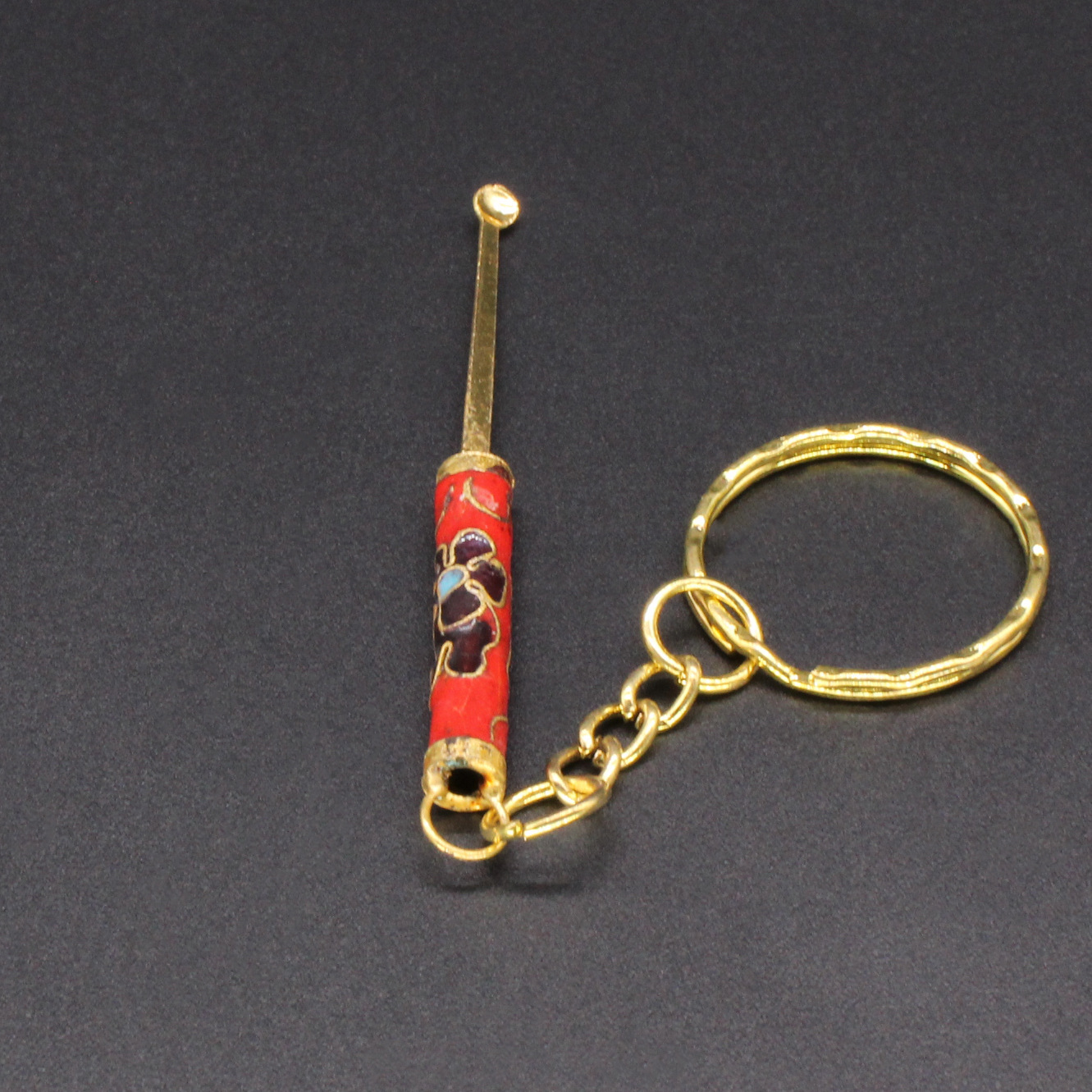 Beijing Cloisonne vintage collection, cloisonne filigree silver blue keychain, pendant ear scoop Specification image