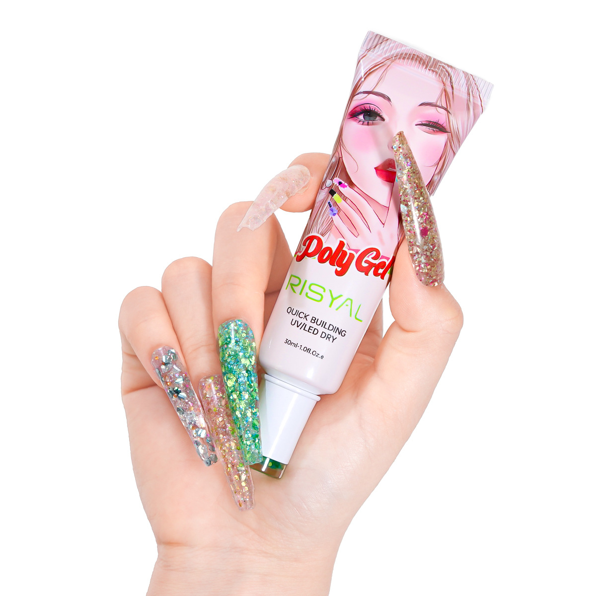 shanilak's new nail art construction extension gel model Phototherapy gel without paper tray 30ml cross-border crystal extension gel poly gel Item Picture