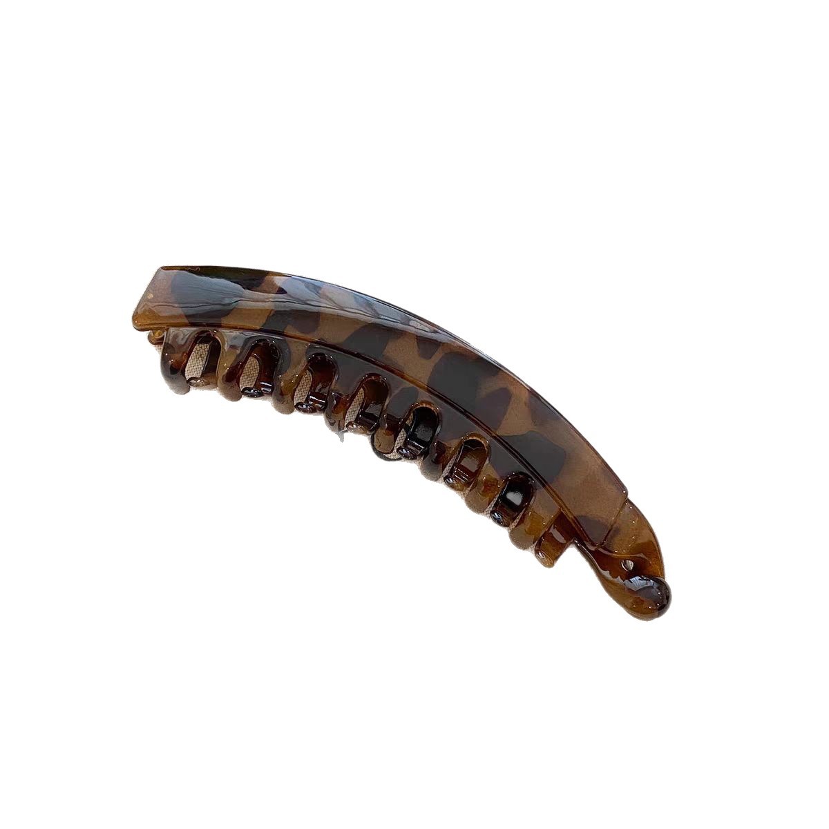 The 2025 new leopard-print banana hair clip exudes a high-end feminine charm. It features a twist clip, a vertical clip, and a high ponytail clip at the back of the head Item Picture