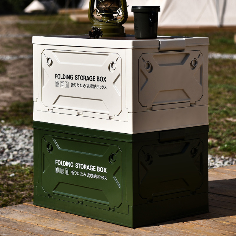 Carefully selected outdoor storage boxes, camping portable travel storage boxes, car trunk storage boxes, wooden covers, picnic folding boxes Application Scenario