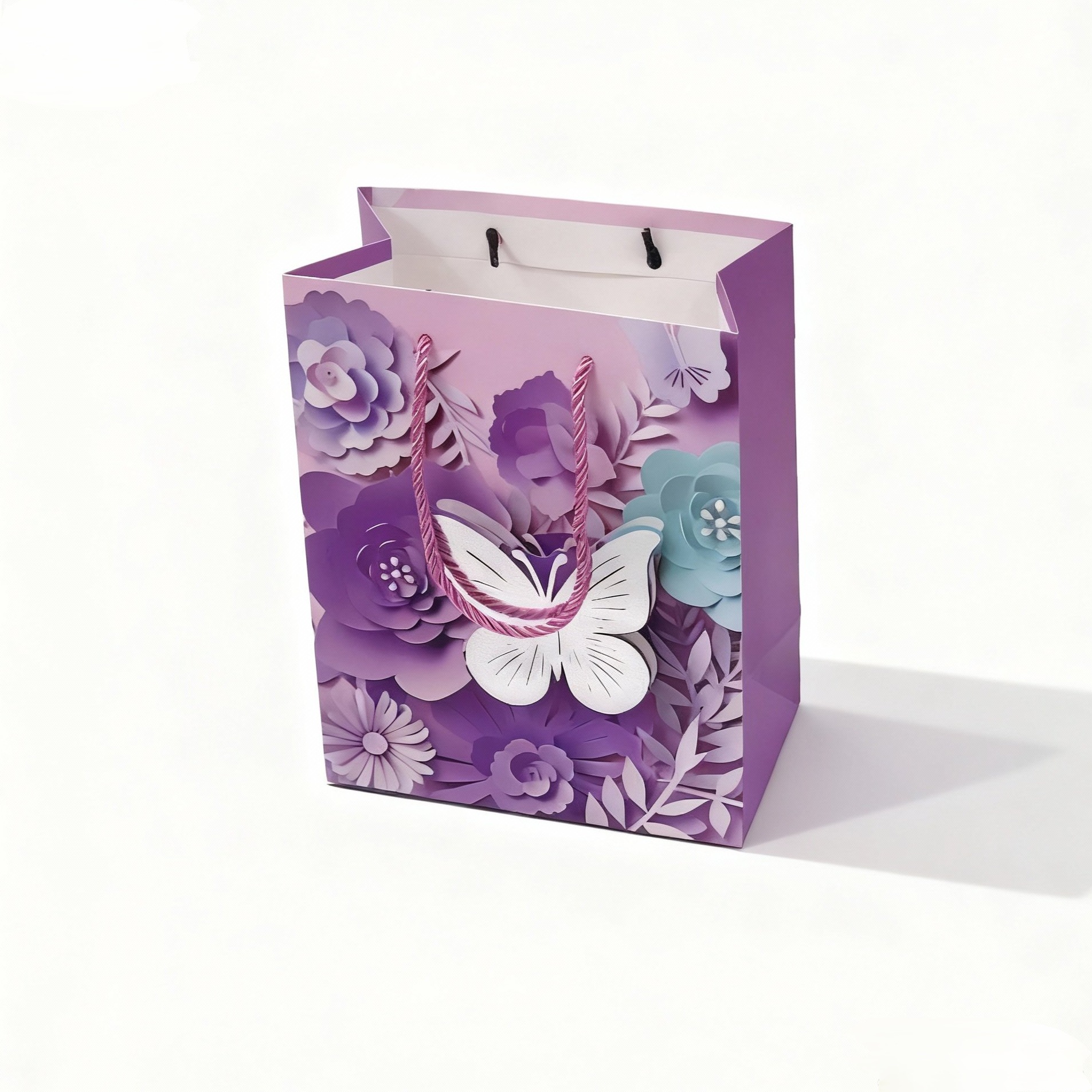 Source factory cross-border three-dimensional flower butterfly gift bag set, high appearance level color paper handbag gift packaging for festival gifting Specification image
