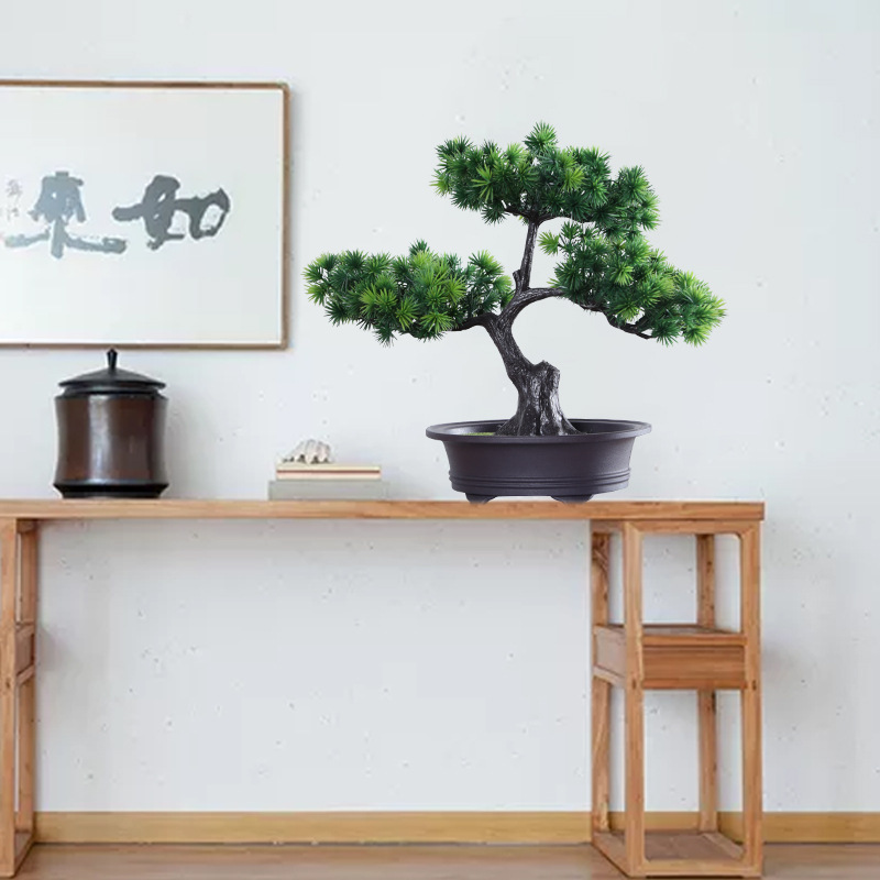 New Year's Prosperity Pine simulation bonsai Ceramic potted plant high-fidelity green plant pine leaf bonsai simulation bonsai plastic potted plant high-fidelity green plant pine leaf Welcoming guest pine
