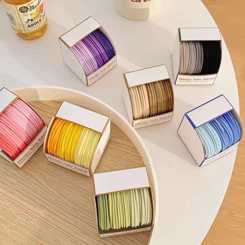 Candy-colored, seamless hair tie for girls, high elasticity, no damage to hair, box-packed hair tie, sweet girl hair accessory details Picture