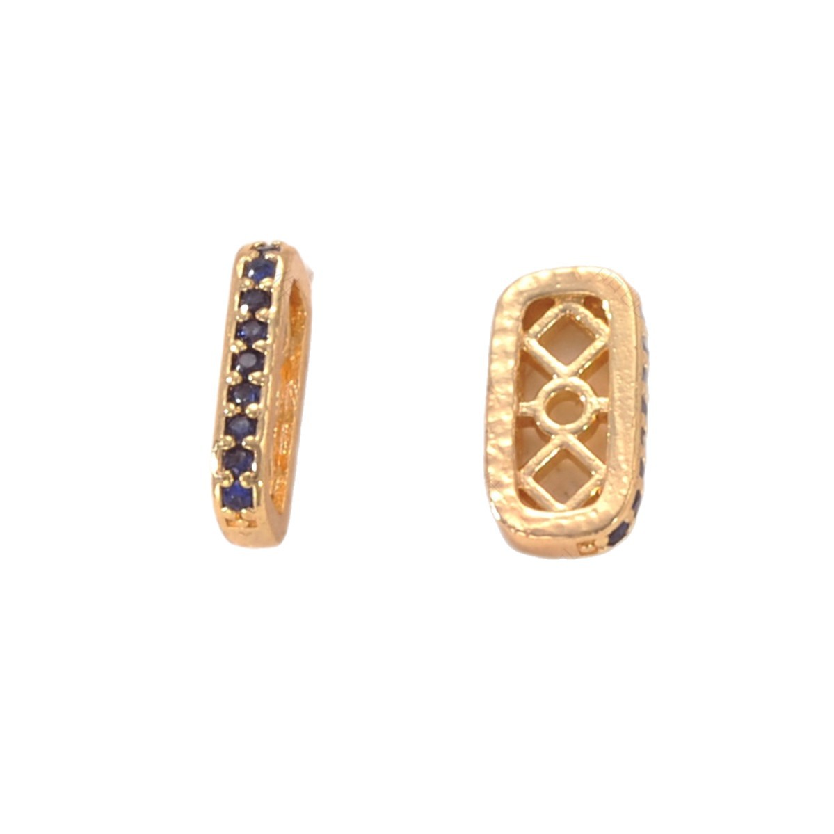 Necklace spacer color-preserving copper plated 18k gold accessory, zirconium-inlaid rectangular bracelet, high-end DIY pearl jewelry accessory Item Picture