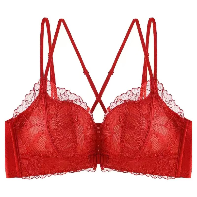 Brote de estilo reemplazo de pelo 888 sexy encaje con botones delanteros espalda de belleza sin aros de acero pequeño pecho con cierre de pura sensualidad lencería sujetador transpirable set Item Picture