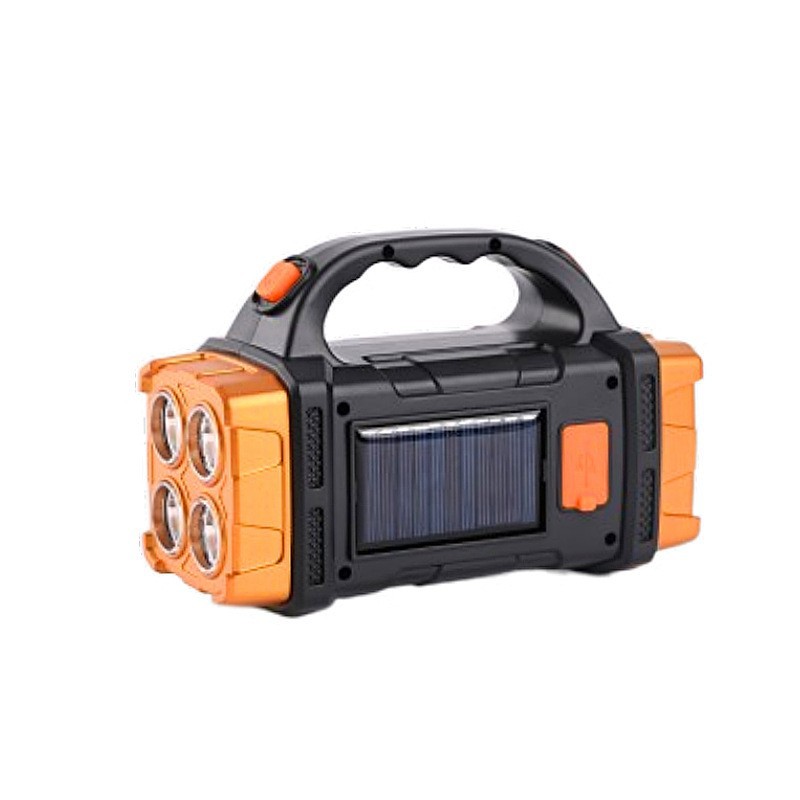 Cross-border solar high-intensity portable lamp, household emergency outdoor charging led flashlight, USB dual-source camping searchlight Specification image