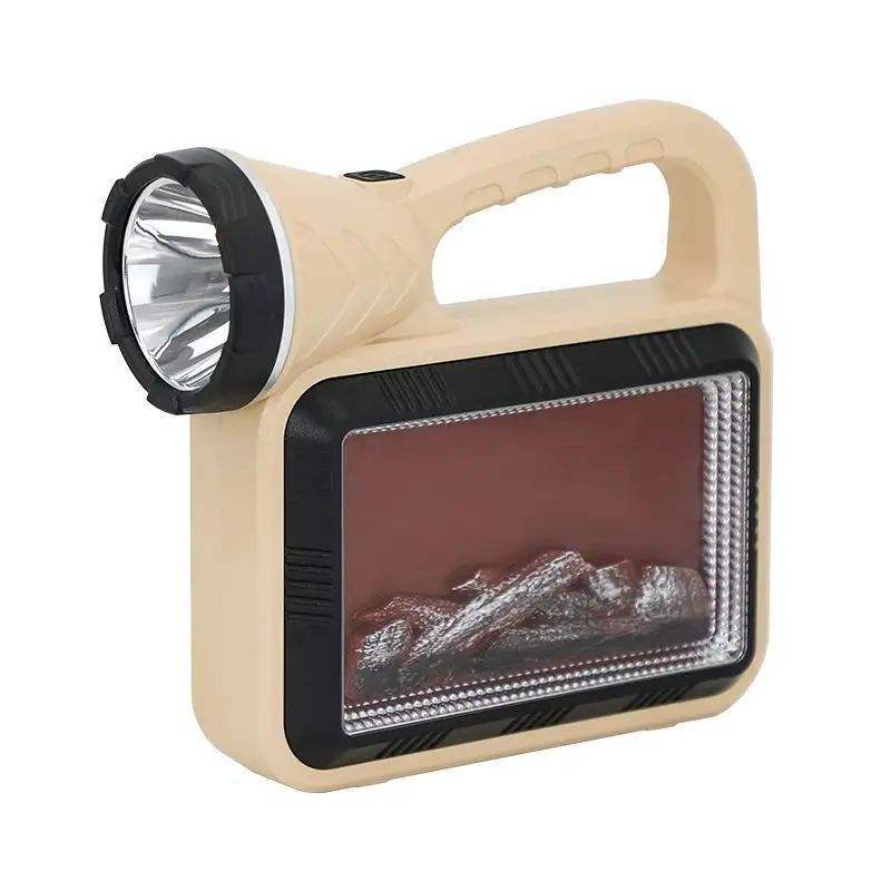 New cross-border solar-charged LED simulation flame lamp outdoor COB strong light camping searchlight camping atmosphere lamp Specification image