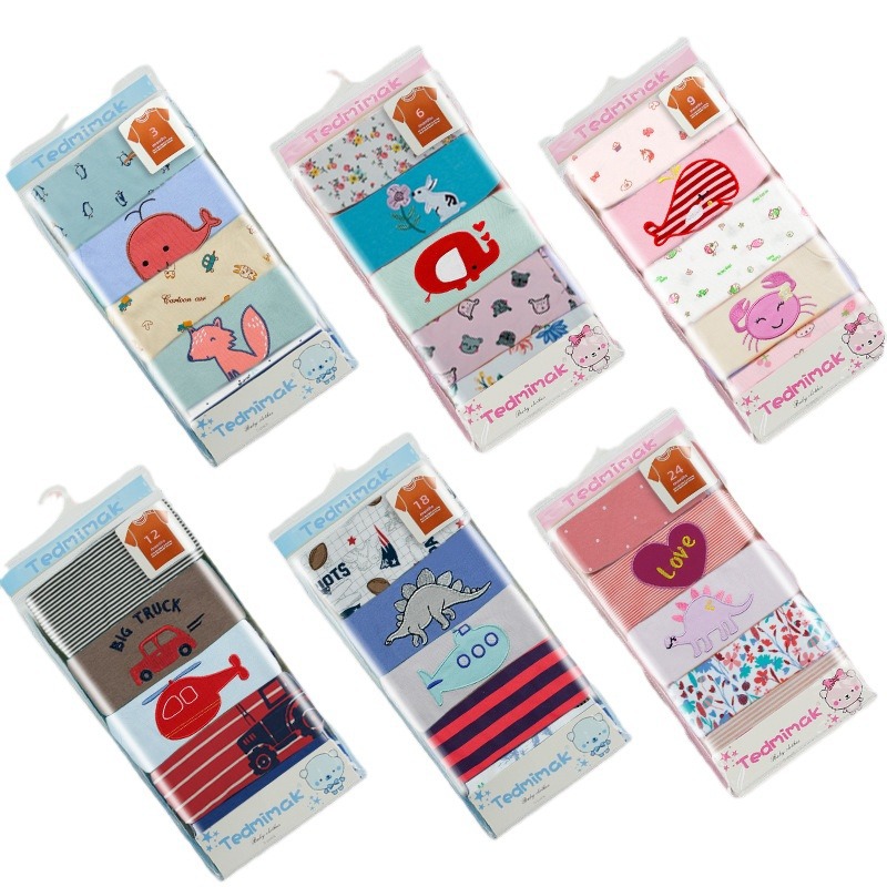 Wholesale of children's clothing for foreign trade 2024 new style European and American cotton infant short-sleeved T-shirts, 5-piece sets of baby clothes for boys and girls Item Picture