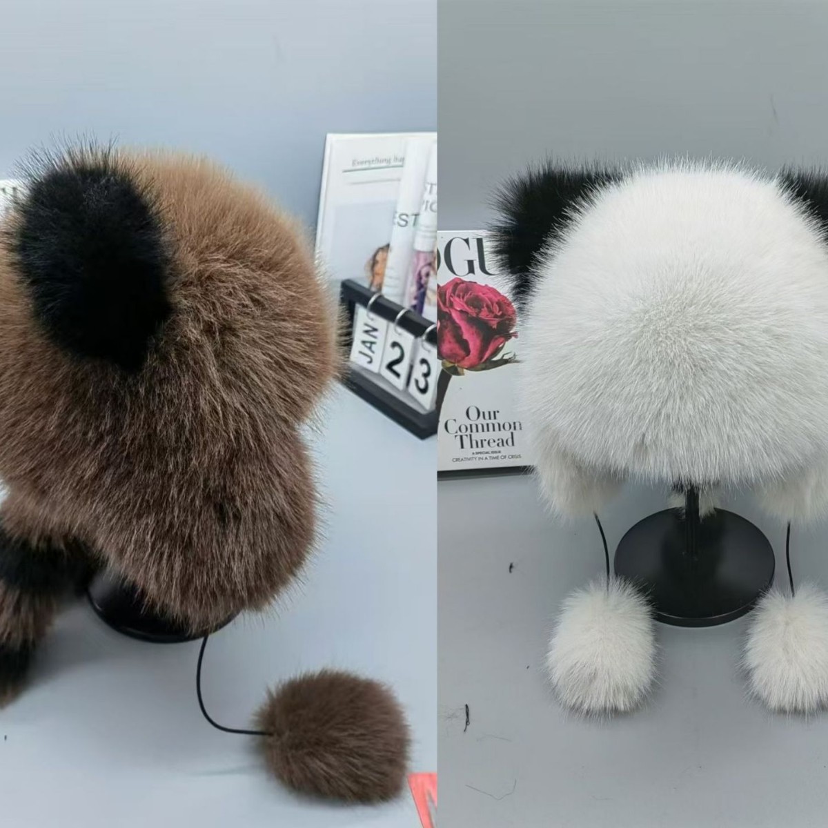 A thickened, warm, windproof and ear-protecting cap made of fox-like fur, little bear and Yao Yao hat for women to make their faces look smaller in autumn and winter. The big bear is thickened and fleece full figure