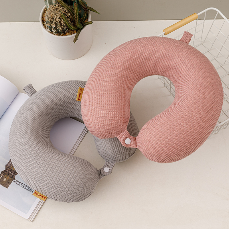 记忆棉u型枕芯脖子午睡枕头旅行飞机枕华夫网格logo慢回弹U形颈枕