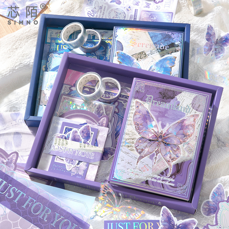 Xinmo Warm Mail Cross-border Bestseller Gift Box: Butterfly Warm Mail Series Dreamy Girl Festival Birthday Gift with A6 Planner