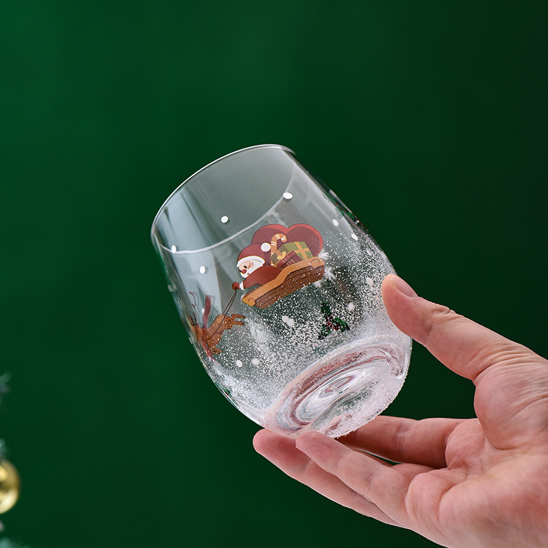 Hand-painted creative Christmas decoration series, red wine glasses, painted crystal glass, goblets, wine glasses wholesale details Picture