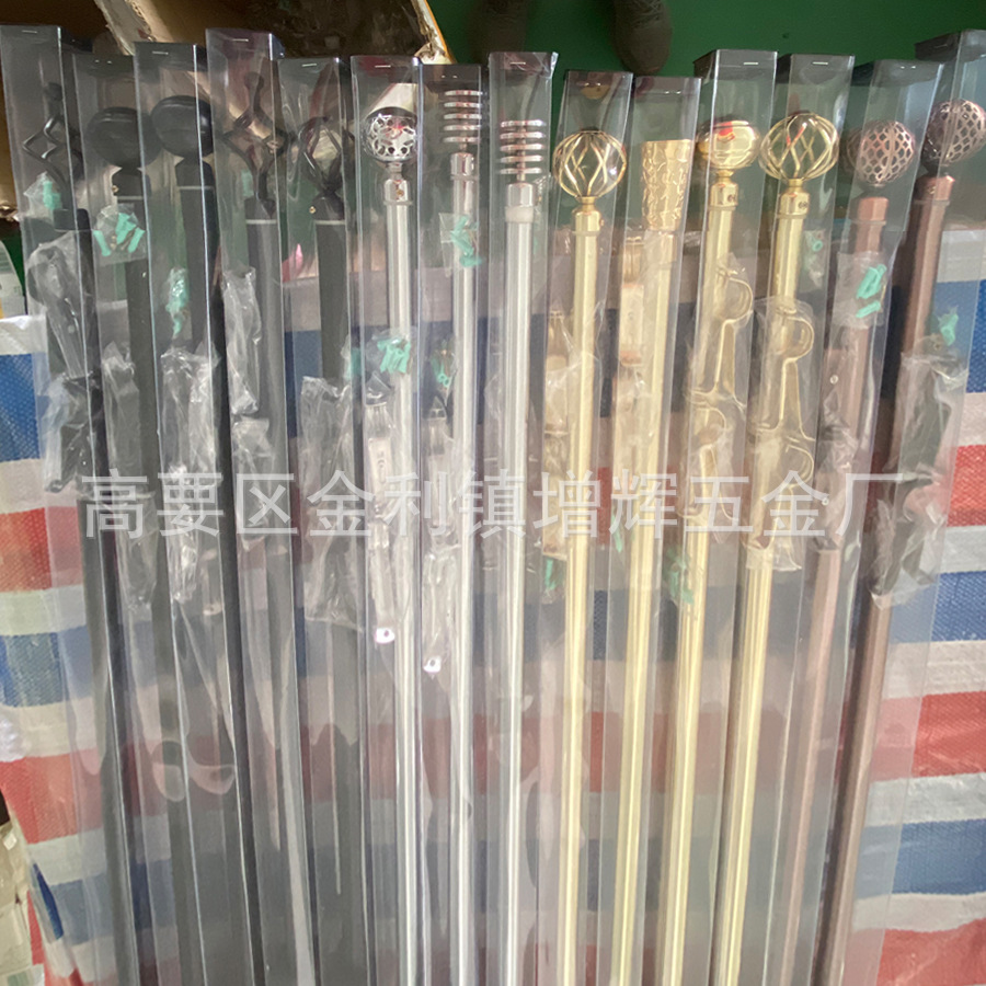厂家直销pvc窗帘伸缩杆套装出口非洲电镀铁艺多款式罗马杆麻花头产品图