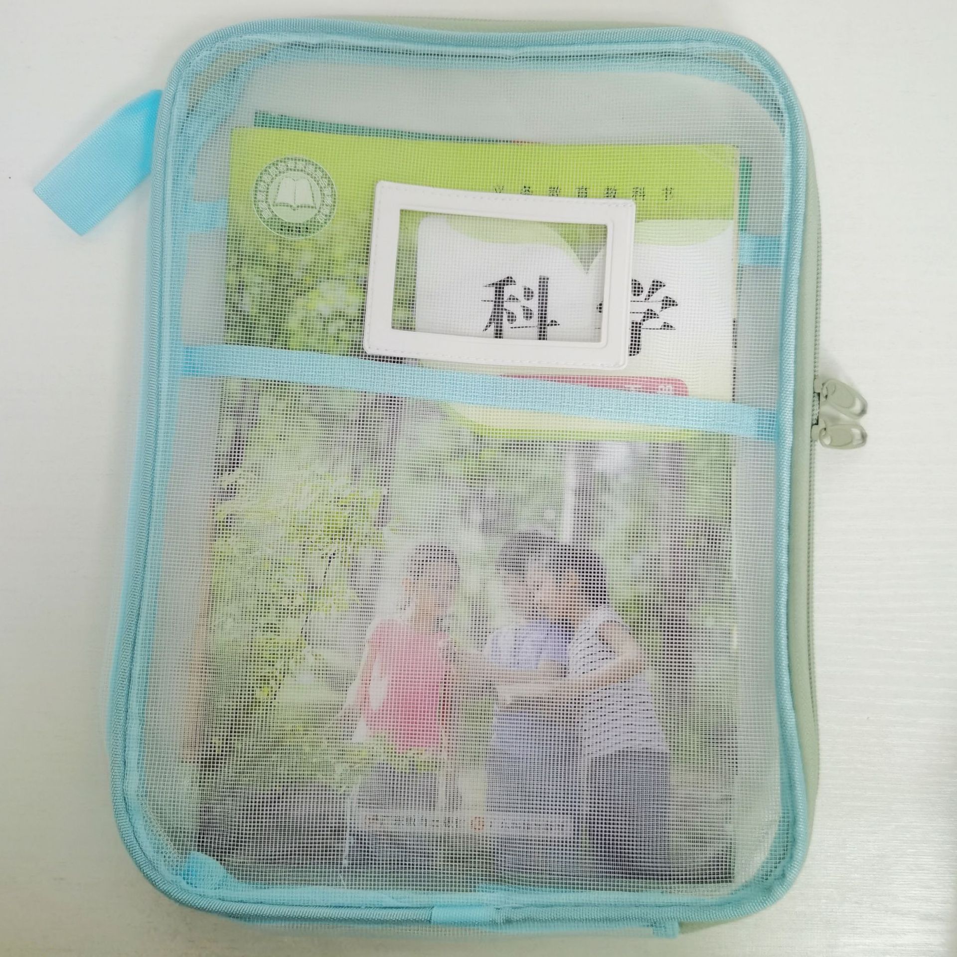 Japanese A4 subject classification bag for primary school students, thickened tutorial mesh, zipper storage file bag, transparent for exams Specification image
