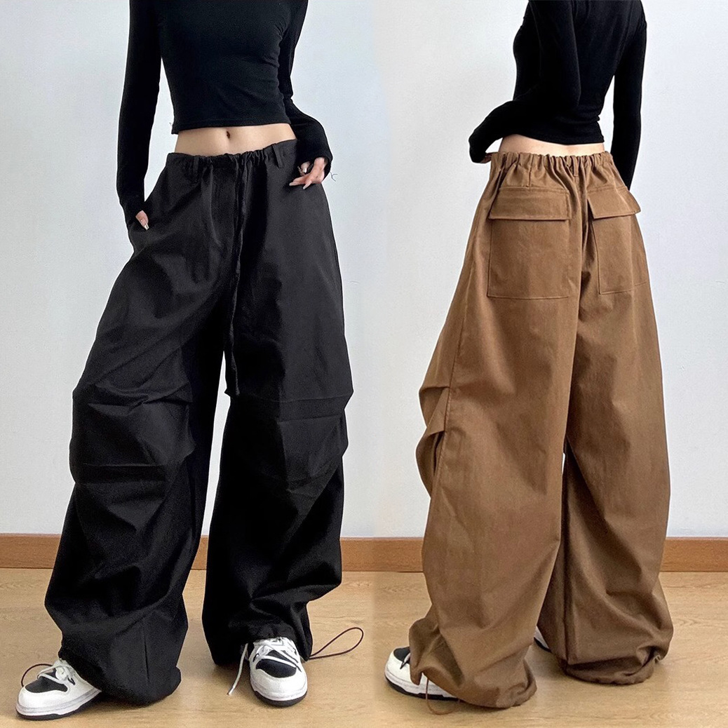 American wide-leg pants for women 2025 new spring and autumn loose casual pants, high-waisted workwear long pants, vertical straight-leg pants Specification image