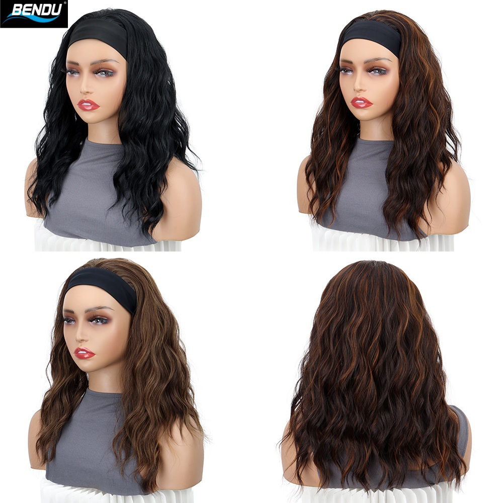 European and American wig covers: Long curly hair water ripple ice silk wig covers, high-temperature silk chemical fiber wigs for women's cross-border travel Specification image