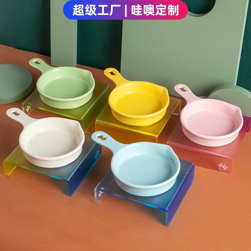 Wow Customized Korean BD flat pan, cat and dog pet bowl, ceramic slow food bowl, anti-tipping and non-black chin cat food basin