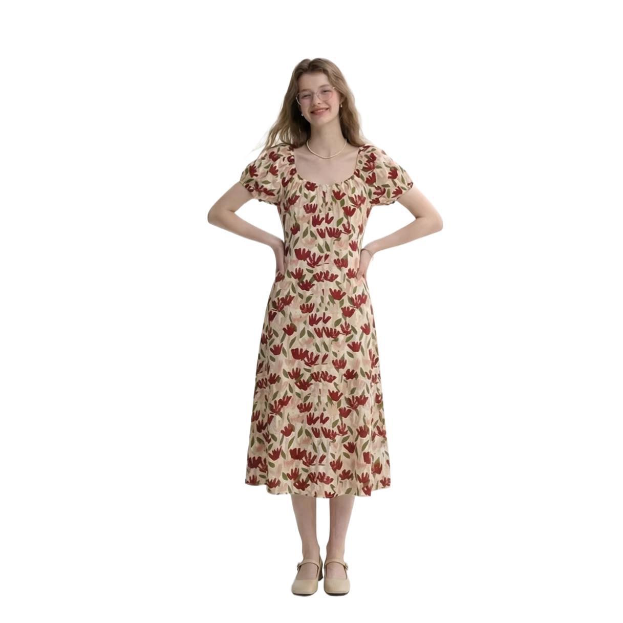 连衣裙/裙子/国风服装/女装/大码女装连衣裙白底实物图