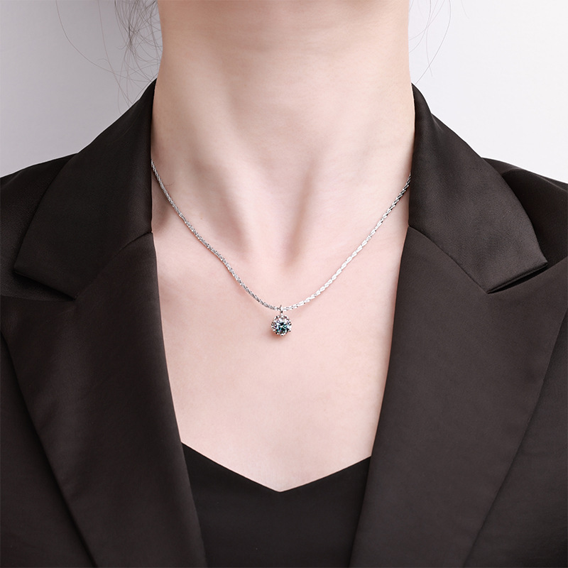 This is a best-selling high-end, sparkling, and niche water-drop Moisan pendant for women's Hiyin. It's a cross-border necklace