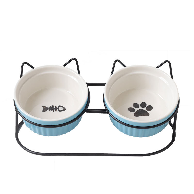 The intelligent cat bowl rack, a pet product, is a special automatic feeder for cats with adjustable height and anti-tipping design Item Picture