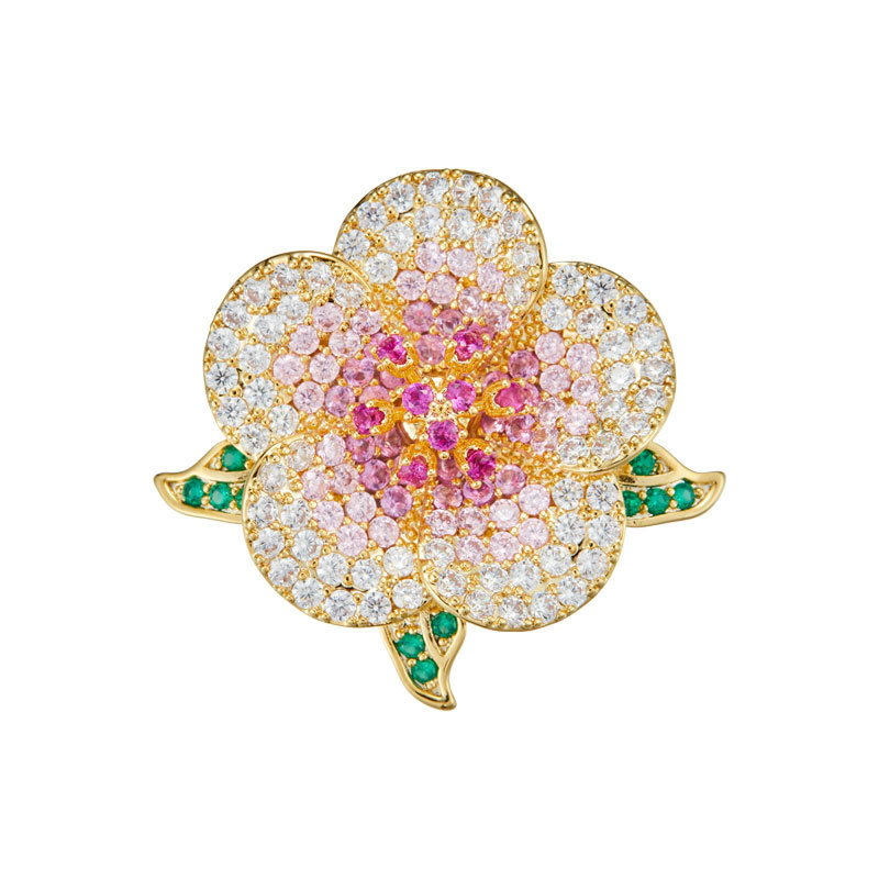 The delicate camellia magnetic clasp does not damage the clothes. It is fashionable and elegant, slightly studded with zirconium brooches and a small chanel-style three-dimensional women's brooch Item Picture