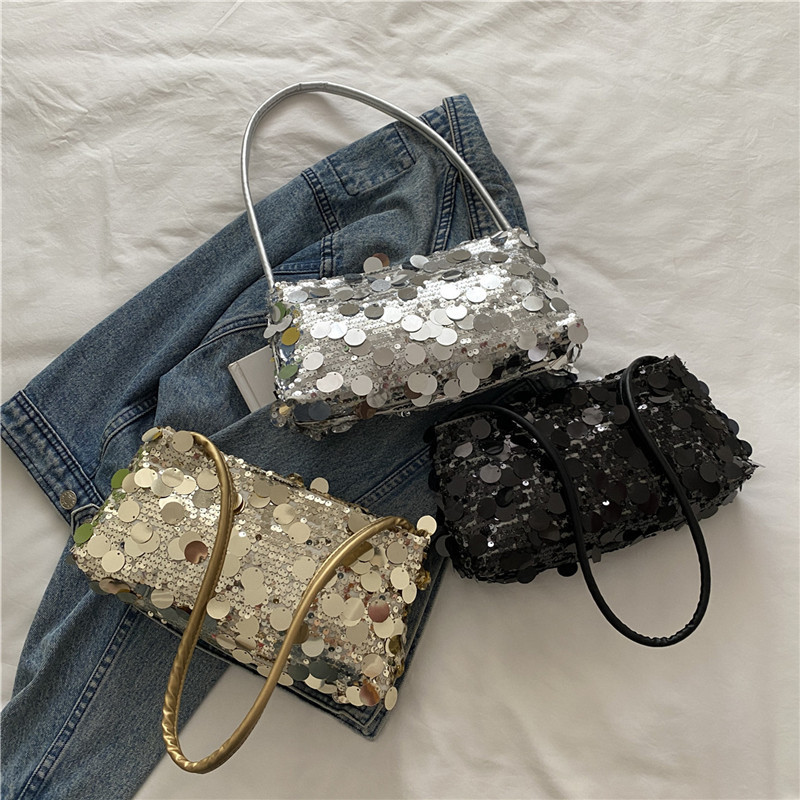 Cross-border sequined bag, single-shoulder crossbody small square bag, crossbody single-shoulder dinner hand-held bucket bag, sequined hand handbag, tote bag, handbag, hand-held crossbody bag, fringed women's bag, single-shoulder handbag, sequined bag