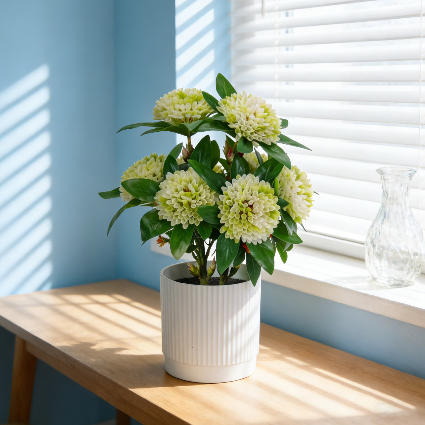 Artificial flower potted plants, green Kona, camellia, artificial flowers, osmanthus leaves, hydrangea, dining room, living room, table decoration, plant ornaments details Picture