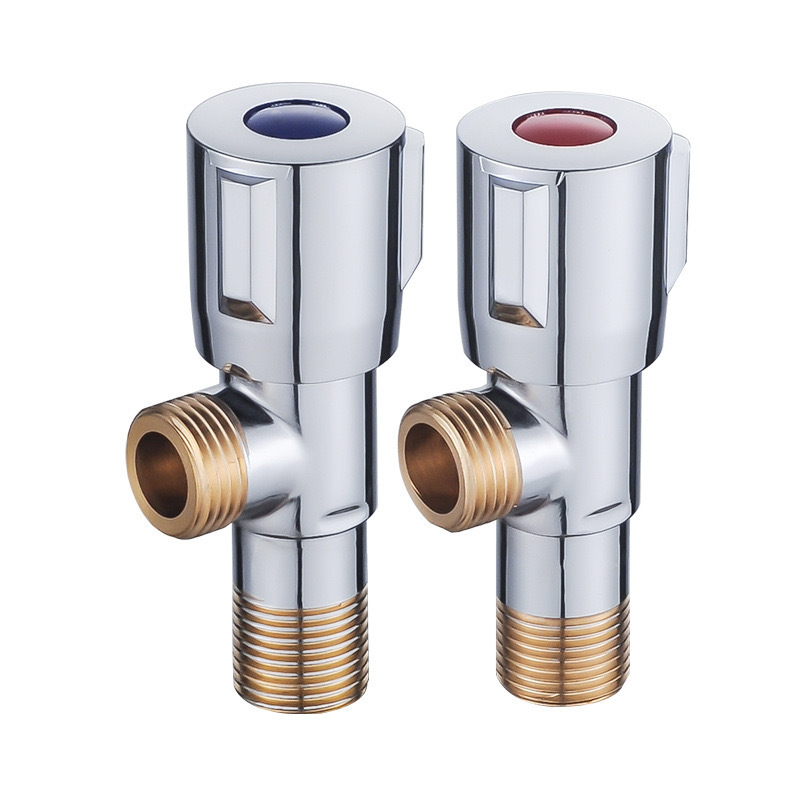 Wholesale of pure copper high-flow one-in and two-out cold and hot water stop valves from the manufacturer. All-copper three-valve water distribution valve details Picture