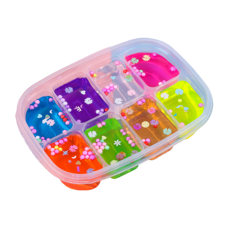 厂家八格创意拼盘起泡胶水晶泥手工道具减压玩具水晶泥夏日起泡胶白底实物图