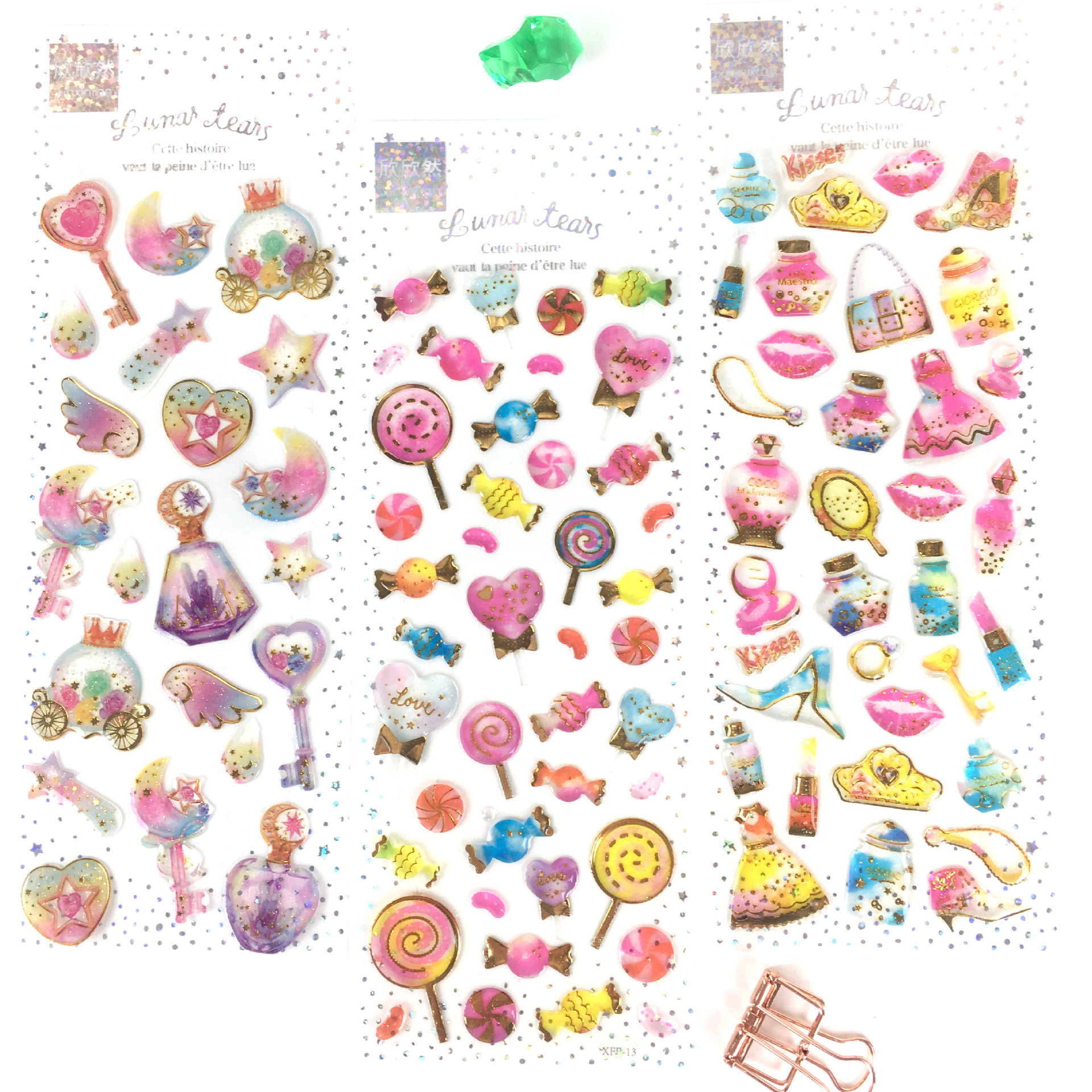 韩版闪亮水晶滴胶 烫金贴纸 日记手账手机DIY 少女心贴纸