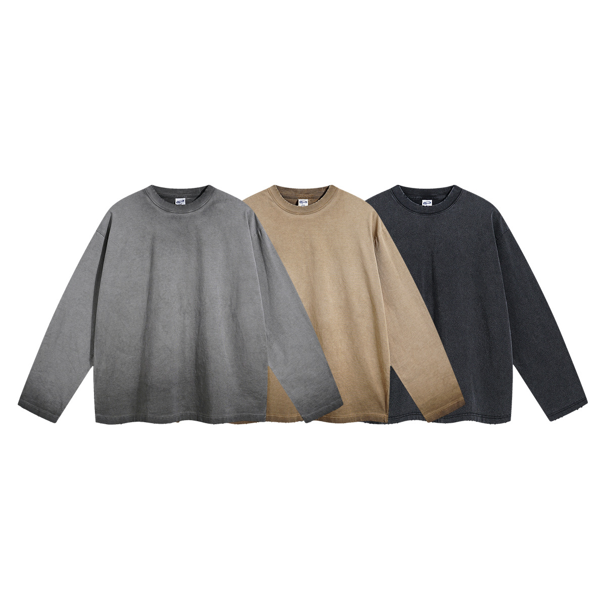 For the autumn of 2026, there is a 275g reverse-color streetwear brand washeable long-sleeved T-shirt for men on Instagram. It's a dirt-dyed, retro long-sleeved T-shirt from the wasteland Item Picture