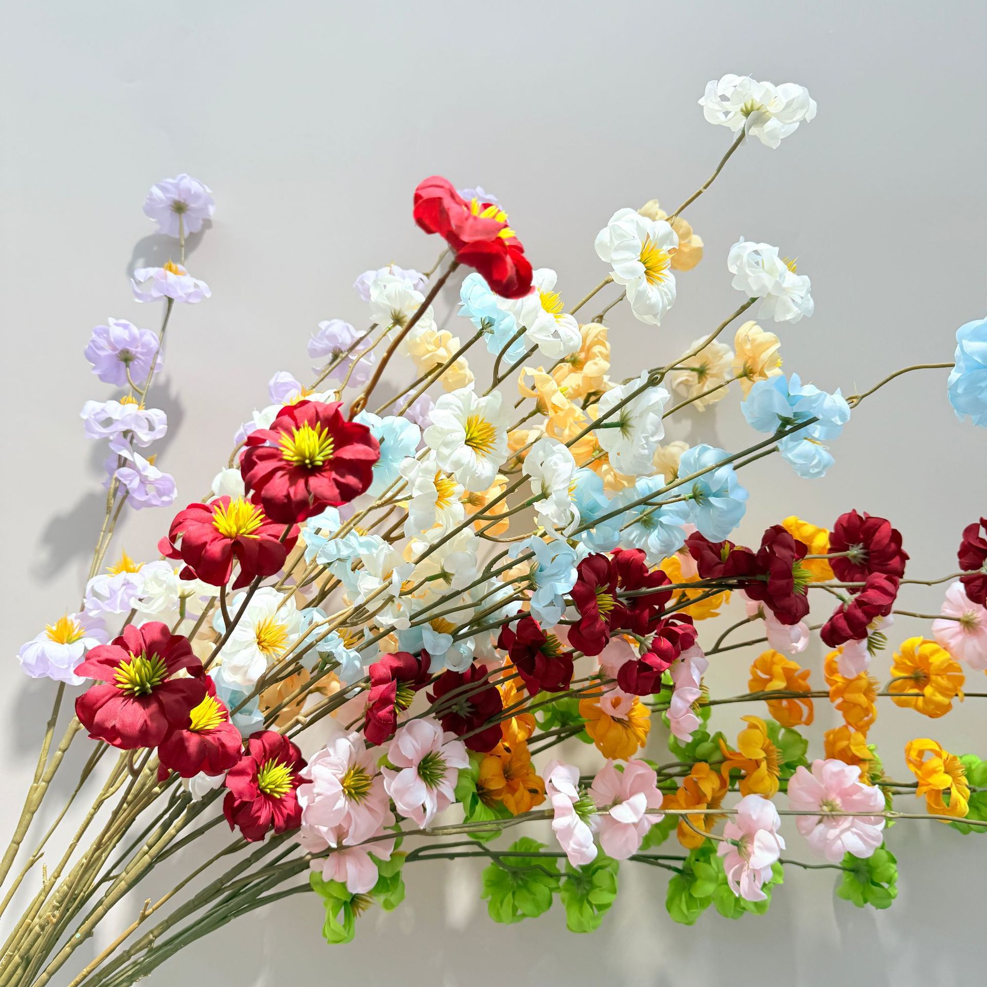 工厂批发3叉仿真花鸡蛋花婚庆插花装饰假花蛋蛋花路引挑高飞燕草