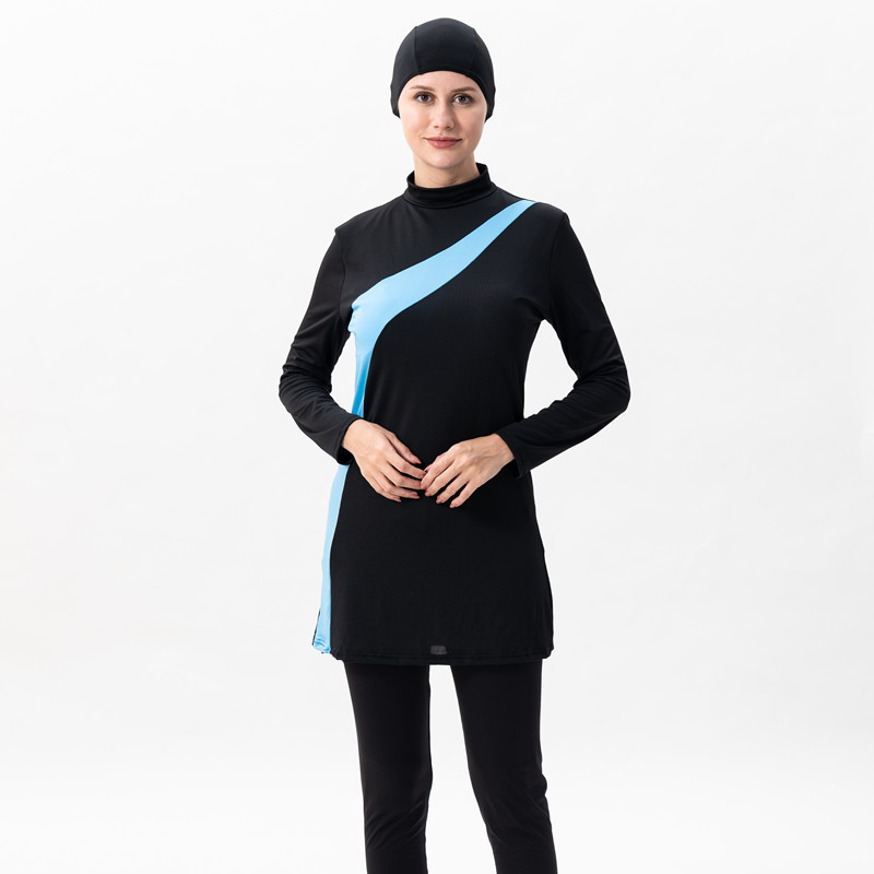 Comercio exterior transfronterizo de mujeres musulmanas traje de baño de tres piezas manga larga pantalones protección solar spa traje de baño de verano conservador en stock directo de fábrica Specification image