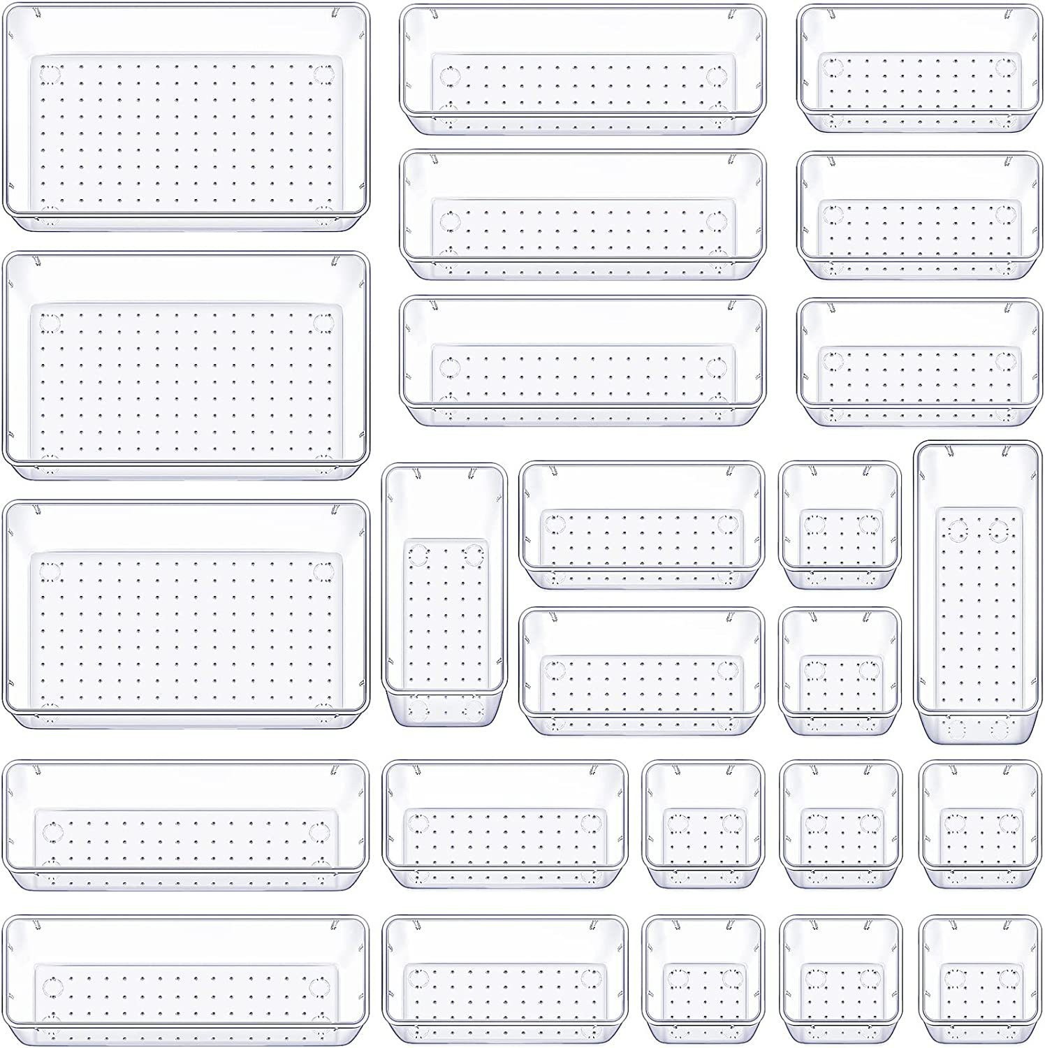 Cajón transfronterizo caja de almacenamiento 25 piezas cocina transparente caja de compartimento cosméticos de sobremesa separador organizador caja pequeña Item Picture