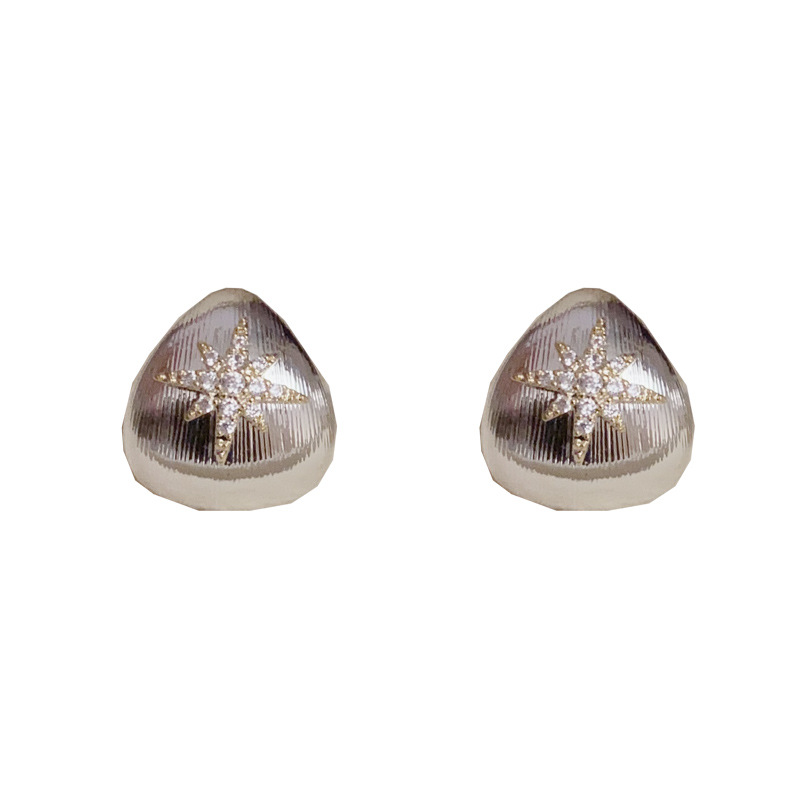 s925银针气质时尚简约金属三角形八芒星耳钉小众轻奢设计耳环批发详情图5