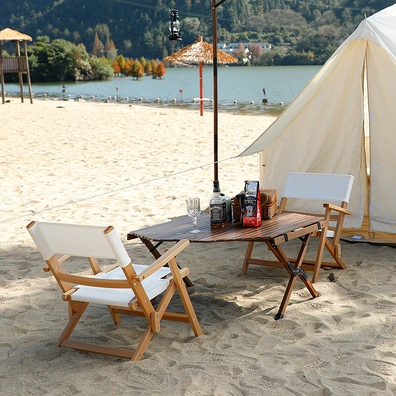 厂家直销露缘户外露营八角折叠桌批发便携式实木车载野餐休闲桌细节图