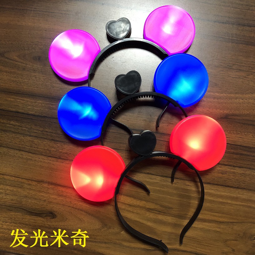 Luminous Mickey ears, Mickey hair bands, cat ears, hair clips, street stall supply, glittering headband manufacturer wholesale Specification image