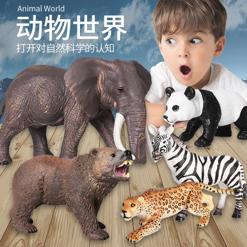 Factory direct sales of simulation animal models, wholesale PVC soft plastic educational and scientific cognitive animal toys, elephants and giraffes details Picture