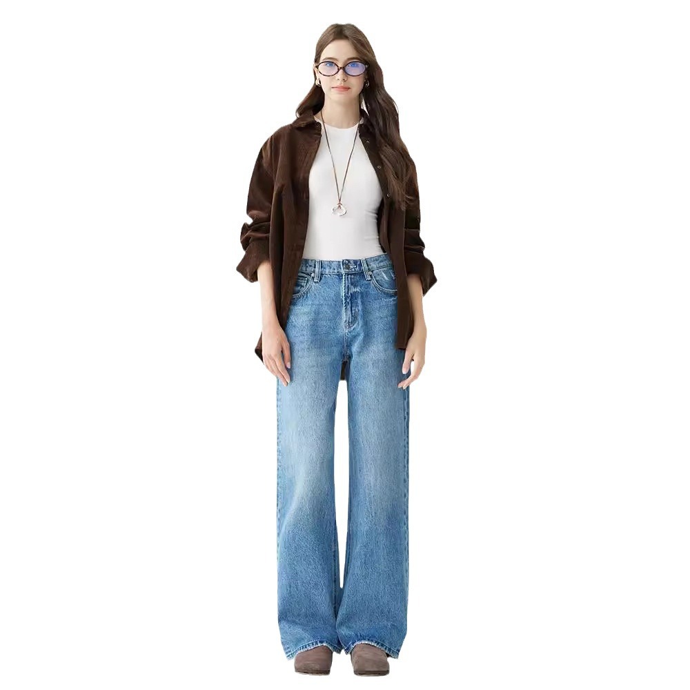 MBB high-end high-waisted jeans for women Spring/Autumn 2025 new style American 9-inch wide-leg pants Loose straight-leg trousers Item Picture