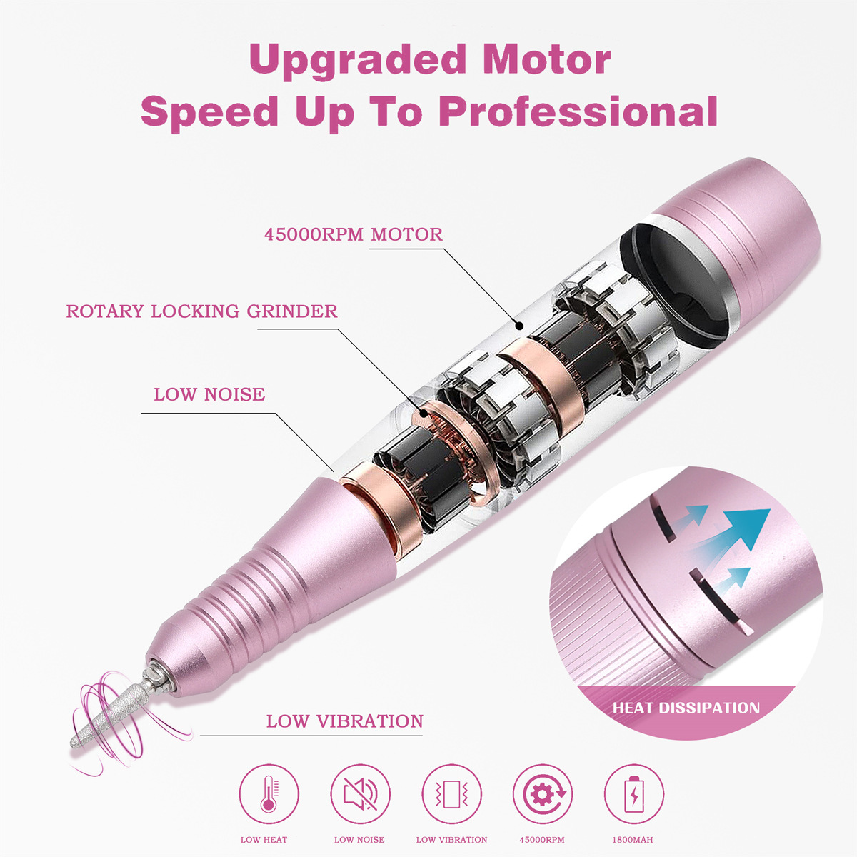 shanilak cross-border exclusive electric nail polish remover 45,000 RPM portable electric nail polish remover with base details Picture