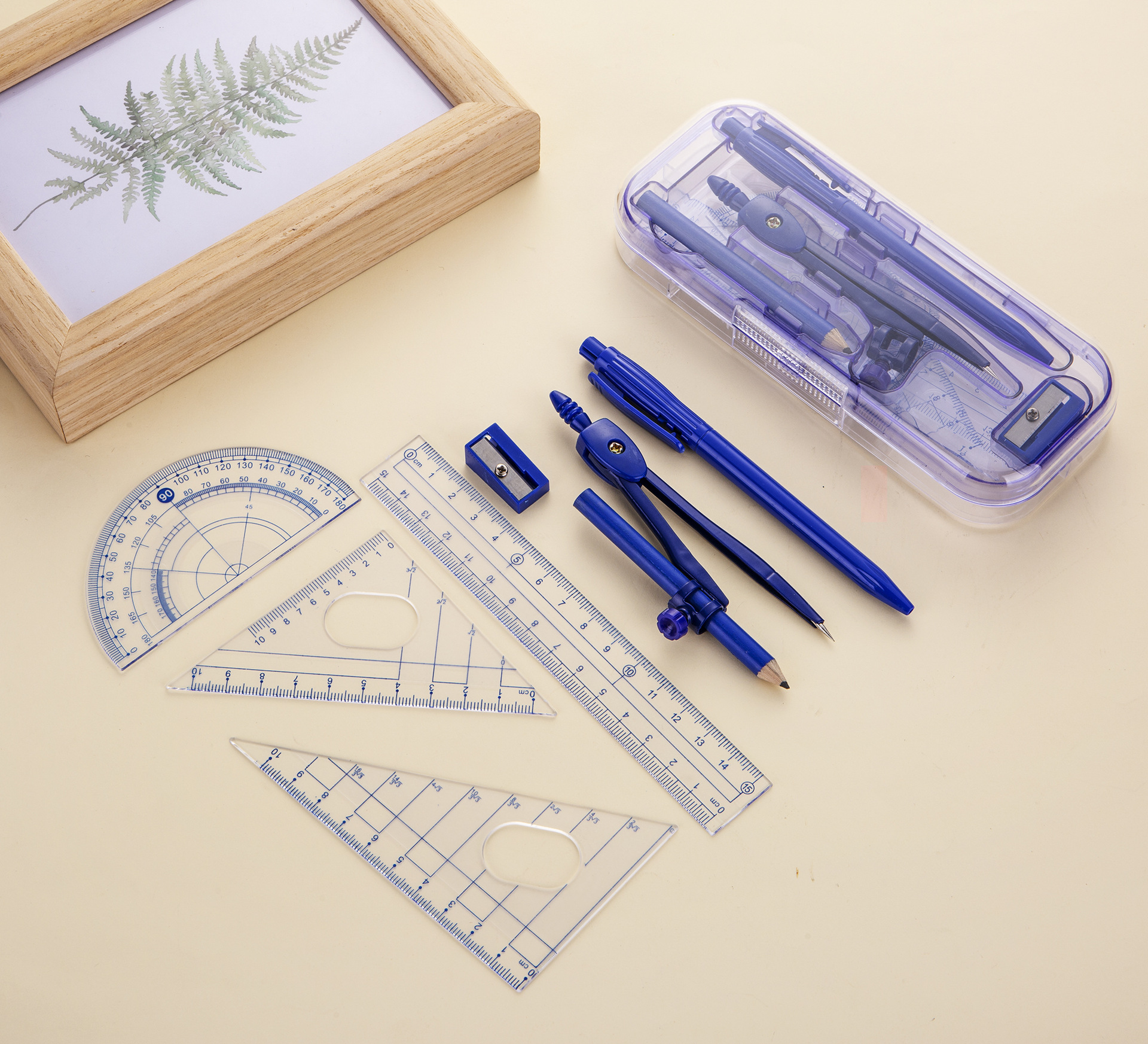Pioneer shif3079 8-piece Compass Set in Crystal Box, Industrial-style student drawing compass details Picture